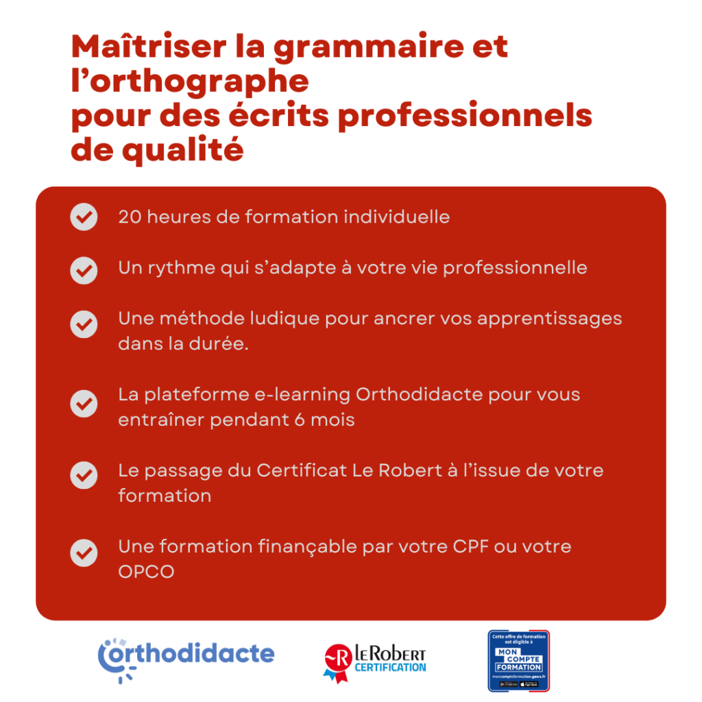 Formation en orthographe CPF Certificat Le Robert Orthodidacte